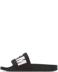 MSGM Black Neoprene Logo Pool Sandals