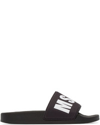MSGM Black Neoprene Logo Pool Sandals