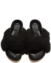 Chloé Black Shearling Kerenn Sandals