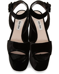Miu Miu Black Velvet Platform Sandals