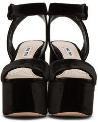 Miu Miu Black Velvet Platform Sandals