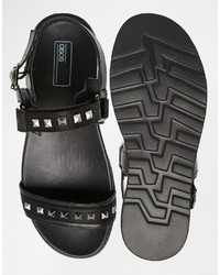 Asos Brand Sandals In Black With Studs