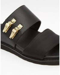 Asos Brand Slider Sandals In Black Neoprene With Clasp
