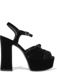Saint Laurent Candy Velvet Platform Sandals Black