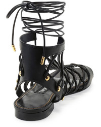 Tom Ford Chain Link Lace Up Sandal Black