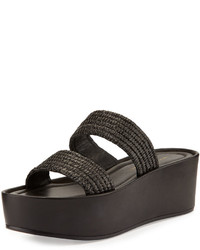 Loeffler Randall Luna Raffia Platform Sandal Black