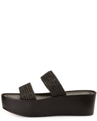 Loeffler Randall Luna Raffia Platform Sandal Black