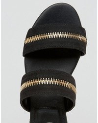 Missguided Zip Double Strap Sandals
