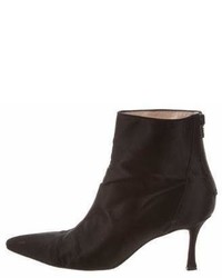 Manolo Blahnik Satin Pointed Toe Ankle Boots