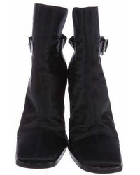 Chanel Satin Square Toe Ankle Boots