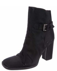 Chanel Satin Square Toe Ankle Boots