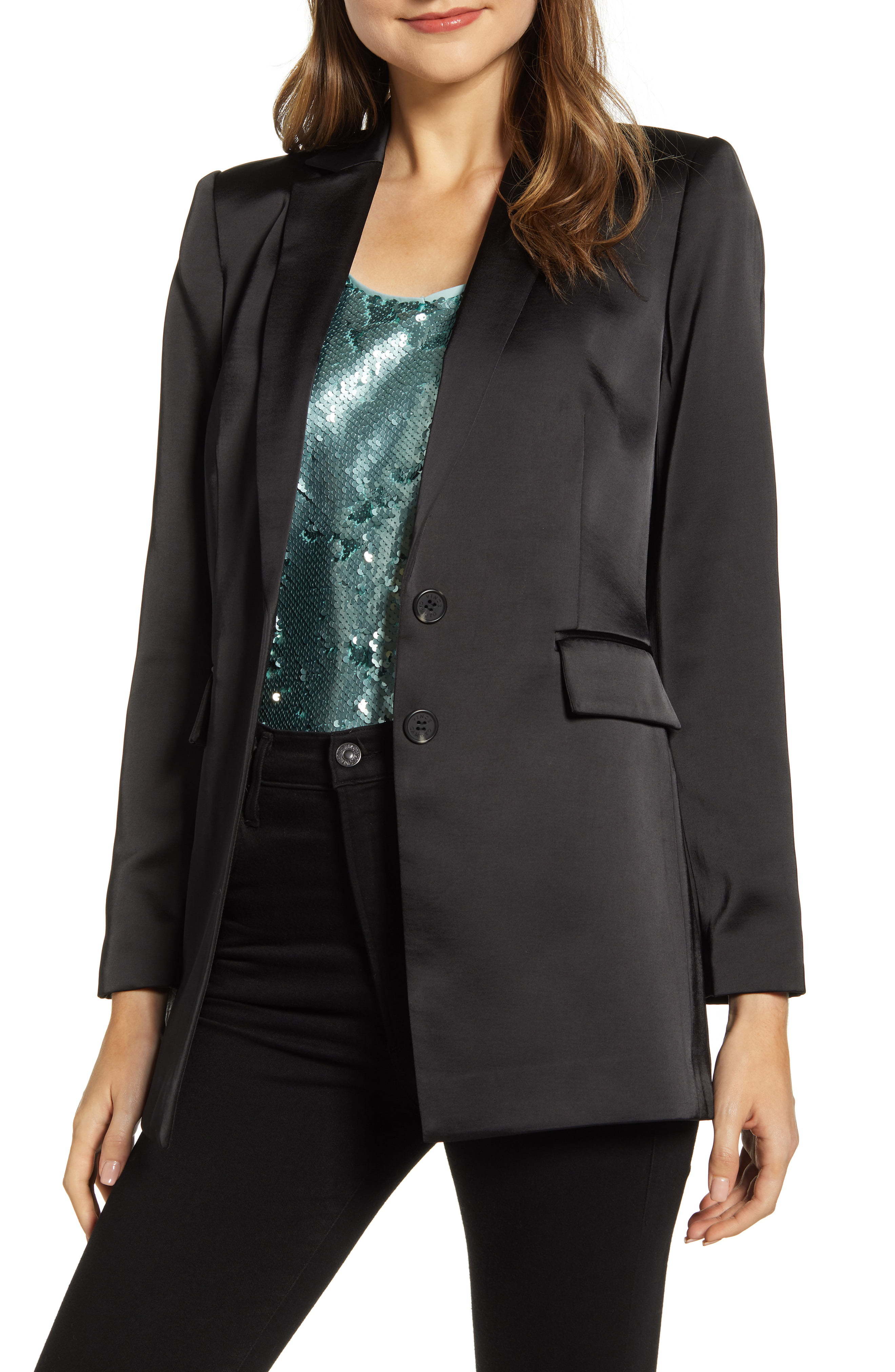 Vince Camuto Notch Collar Satin Blazer, $101 | Nordstrom | Lookastic