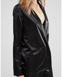 Missguided Premium Satin Double Breasted Blazer