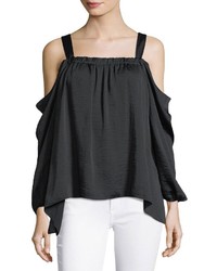 Vince Camuto Cold Shoulder Long Sleeve Rumpled Top