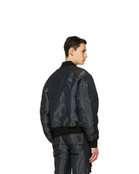 Givenchy Black Patch Wet Effect Bomber Jacket