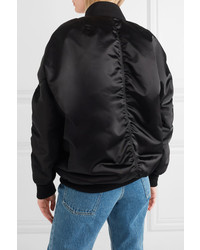 Balenciaga Oversized Jersey Trimmed Satin Bomber Jacket Black