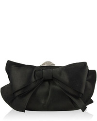 Judith Leiber Couture Madison Satin Bow Clutch Bag Silverblack