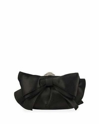 Judith Leiber Couture Madison Satin Bow Evening Clutch Bag Black