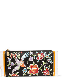 Edie Parker Soft Lara Embroidered Satin And Acrylic Box Clutch Black