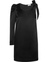 Isa Arfen One Shoulder Cotton Blend Satin Mini Dress Black