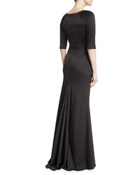 Lela Rose Half Sleeve Bateau Neck Mermaid Gown