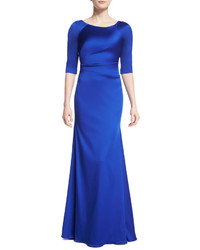 Lela Rose Half Sleeve Bateau Neck Mermaid Gown