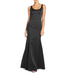 Hayley Paige Occasions Back Cutout Scoop Neck Satin Trumpet Gown