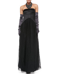 Brunello Cucinelli Strapless Tail Back Combo Gown