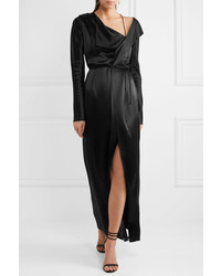 Dion Lee Wrap Effect Silk Satin Gown Black