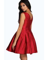 Boohoo Boutique Claire Sateen Fit Flare Dress