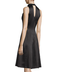 Kay Unger New York Embellished Neck Fit  Flare Dress Black