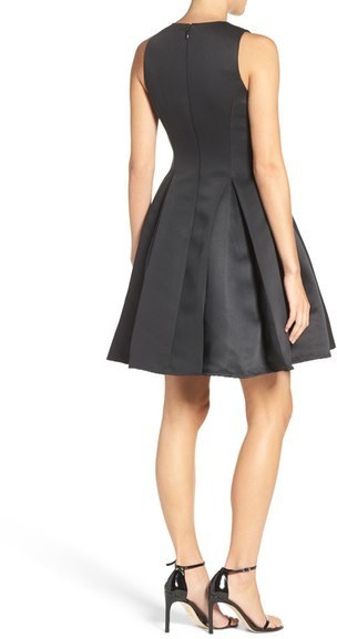 Halston Heritage Pleat Faille Fit Flare Dress 475 Nordstrom Lookastic 8699