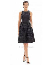 Carmen Marc Valvo Infusion Satin Stripe Fit And Flare Cocktail Dress