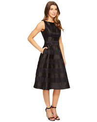 Adrianna Papell Striped Lace Mikado Combo Fit And Flare Dress