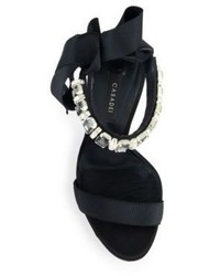 Casadei Crystal Embellished Satin Grosgrain Sandals
