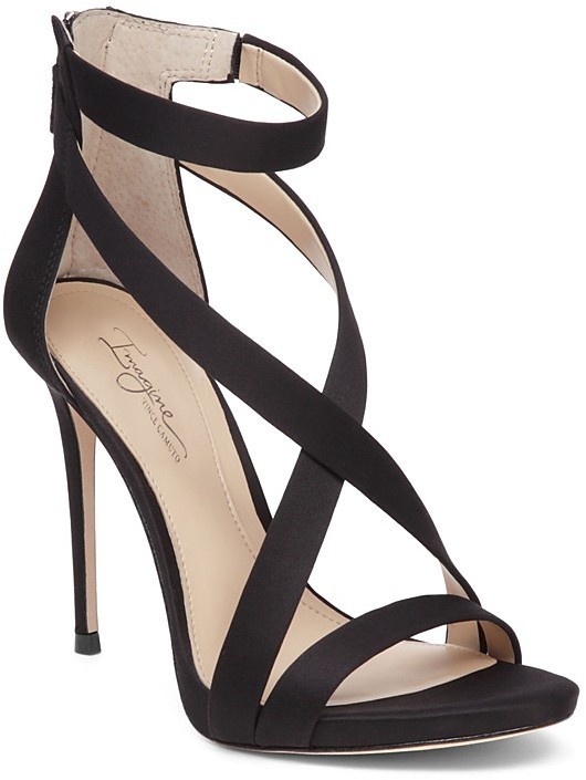black satin high heels