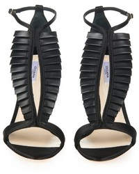 Olgana Paris La Sensuelle Leather Pleat Satin Sandals