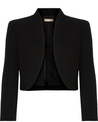 Michael Kors Michl Kors Collection Cropped Wool Blend Crepe Jacket Black