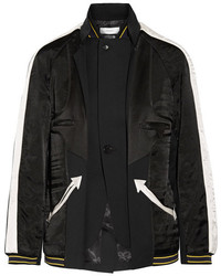 Facetasm Paneled Silk Satin And Wool Twill Jacket Black