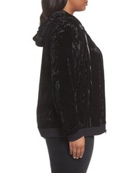 Sejour Plus Size Crushed Velvet Hoodie Jacket
