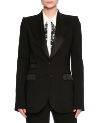 Dolce & Gabbana Turlington Satin Trim Two Button Jacket Black