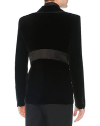 Alexander McQueen Velvet Evening Jacket With Satin Detail Black