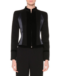 Giorgio Armani Zip Front Fitted Combo Jacket Black