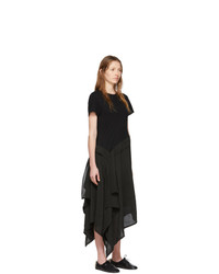 Loewe Black Satin And Jersey T Shirt Dress