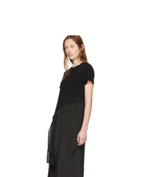 Loewe Black Satin And Jersey T Shirt Dress