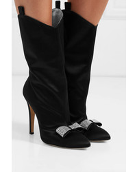 Alessandra Rich Crystal Embellished Satin Ankle Boots