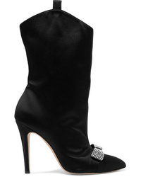 Alessandra Rich Crystal Embellished Satin Ankle Boots
