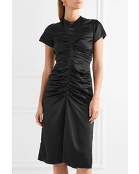 Isabel Marant Else Ruched Satin Midi Dress Black
