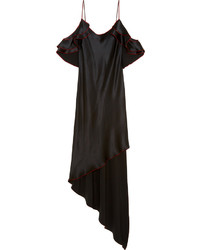 Juan Carlos Obando Asymmetric Ruffled Silk Satin Midi Dress