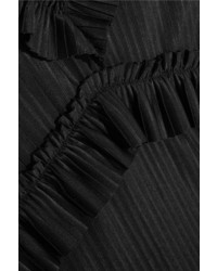 Givenchy Pleated Midi Dress In Black Stretch Satin